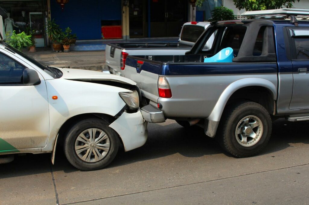 Rear-end collision between a truck and a car