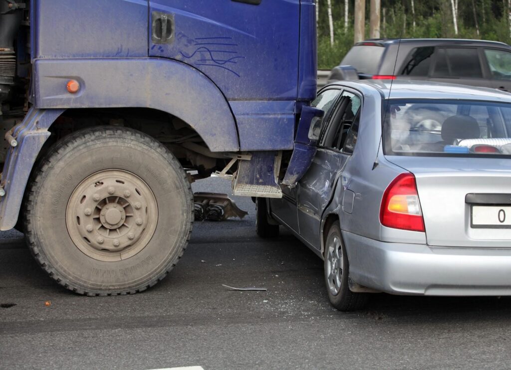 The aftermath of a trucking accident.