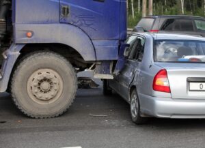 The aftermath of a trucking accident.